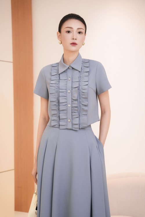 Sixdo Gray Mist Woven Blouse